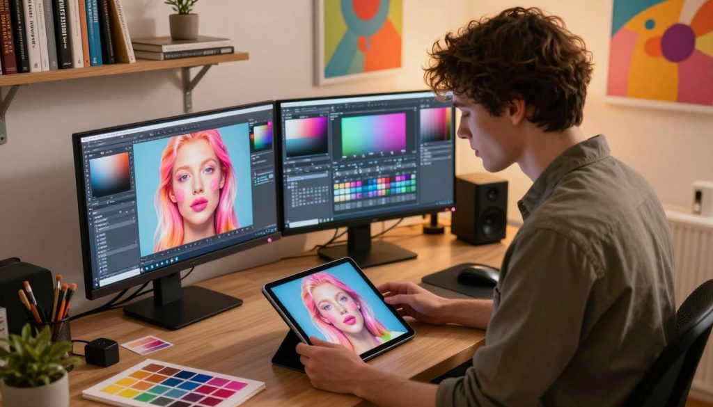 Color grading and post-processing for AI portraits